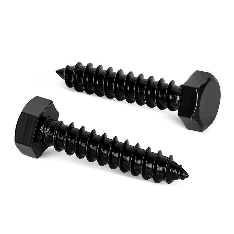 OUSCHR 5/16" x 1" Stainless Steel Lag Screws Bolts, Heavy Duty External Hex Head Wood Screws, Black Finish, Full Thread, 20 PCS - Image 1